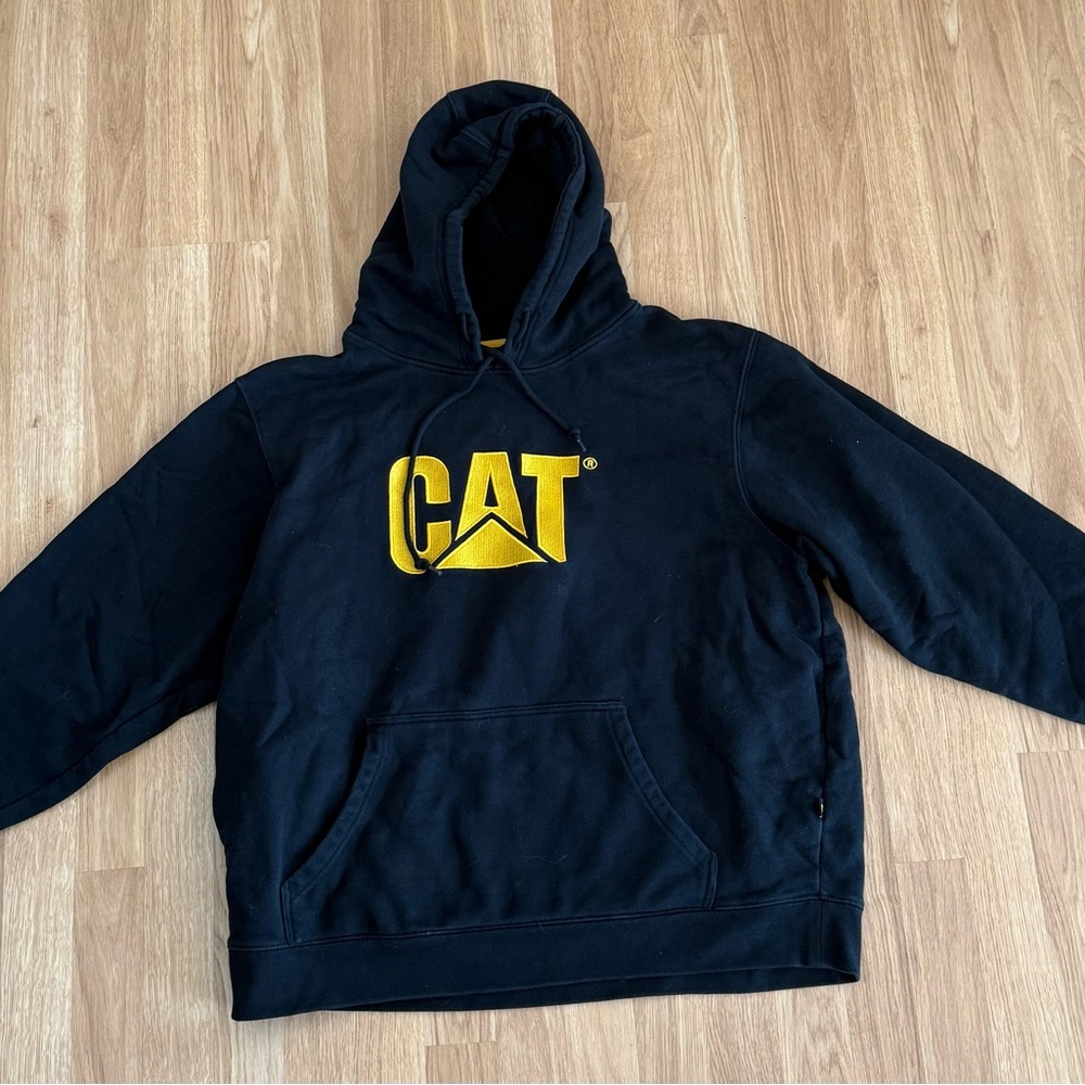EUC Men’s CAT Caterpillar Trademark Hoodie - Black/Yellow - Size XXL